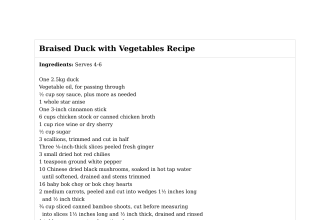 Braised Duck with Vegetables Recipe