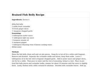 Braised Fish Belly Recipe
