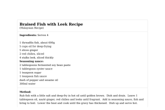 Braised Fish with Leek Recipe