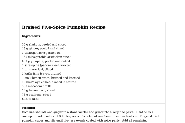 Braised Five-Spice Pumpkin Recipe