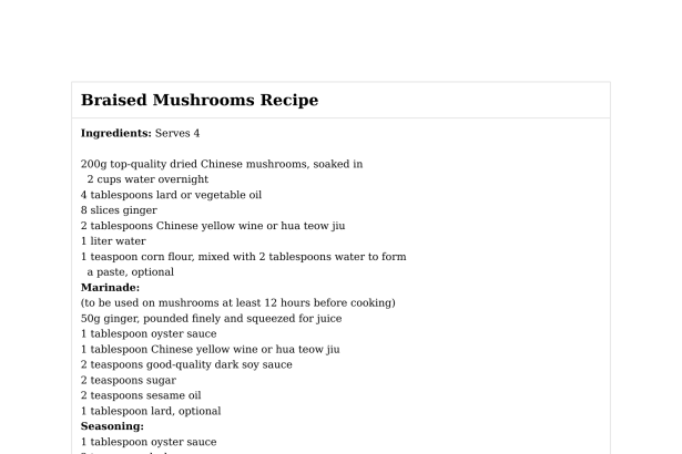 Braised Mushrooms Recipe