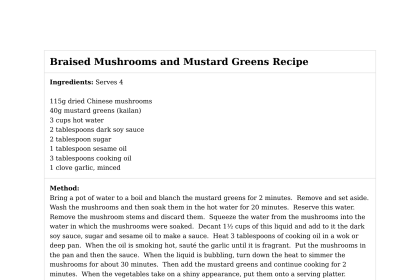Braised Mushrooms and Mustard Greens Recipe