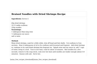 Braised Noodles with Dried Shrimps Recipe
