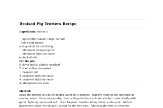 Braised Pig Trotters Recipe