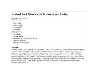 Braised Pork Shank with Brown Sauce Recipe