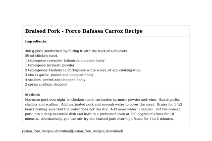 Braised Pork - Porco Bafassa Carroz Recipe