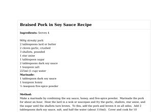 Braised Pork in Soy Sauce Recipe