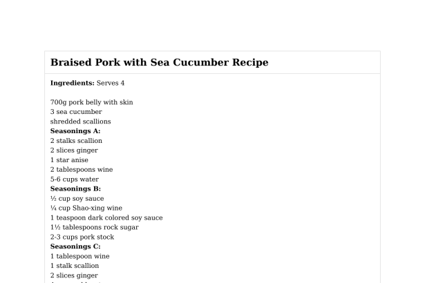 Braised Pork with Sea Cucumber Recipe