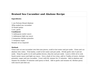 Braised Sea Cucumber and Abalone Recipe