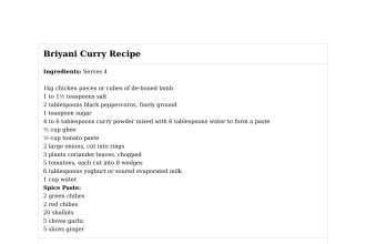 Briyani Curry Recipe