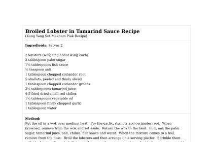 Broiled Lobster in Tamarind Sauce Recipe