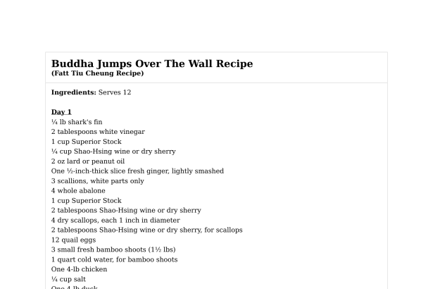 Buddha Jumps Over The Wall Recipe