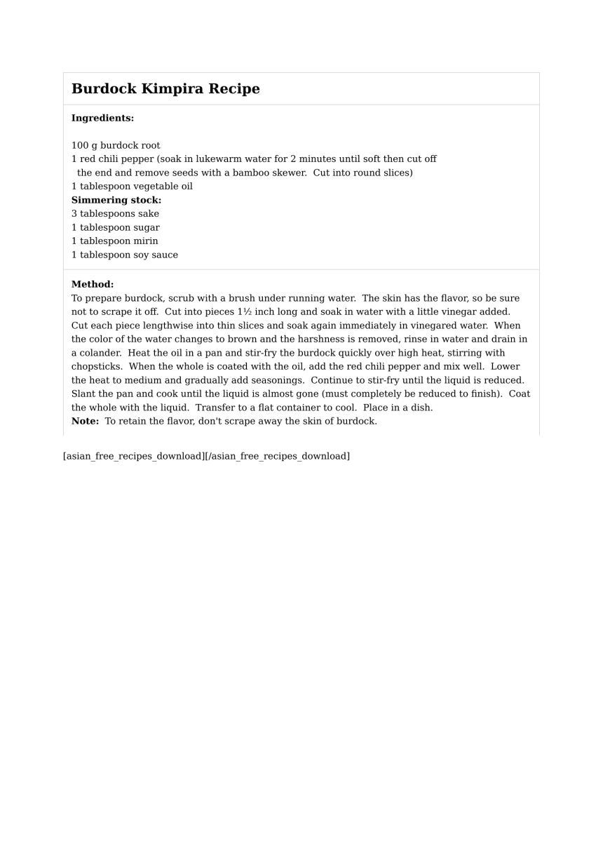 Burdock Kimpira Recipe