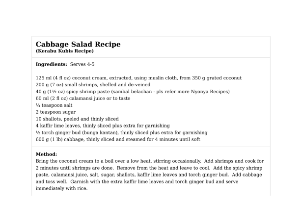 Cabbage Salad Recipe