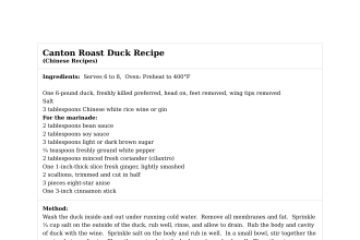 Canton Roast Duck Recipe
