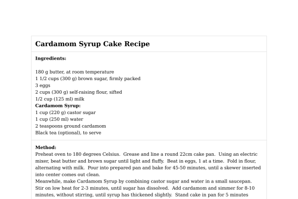 Cardamom Syrup Cake Recipe