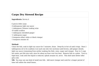 Carps Dry Stewed Recipe