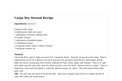 Carps Dry Stewed Recipe