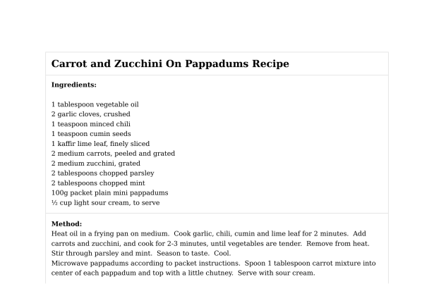 Carrot and Zucchini On Pappadums Recipe