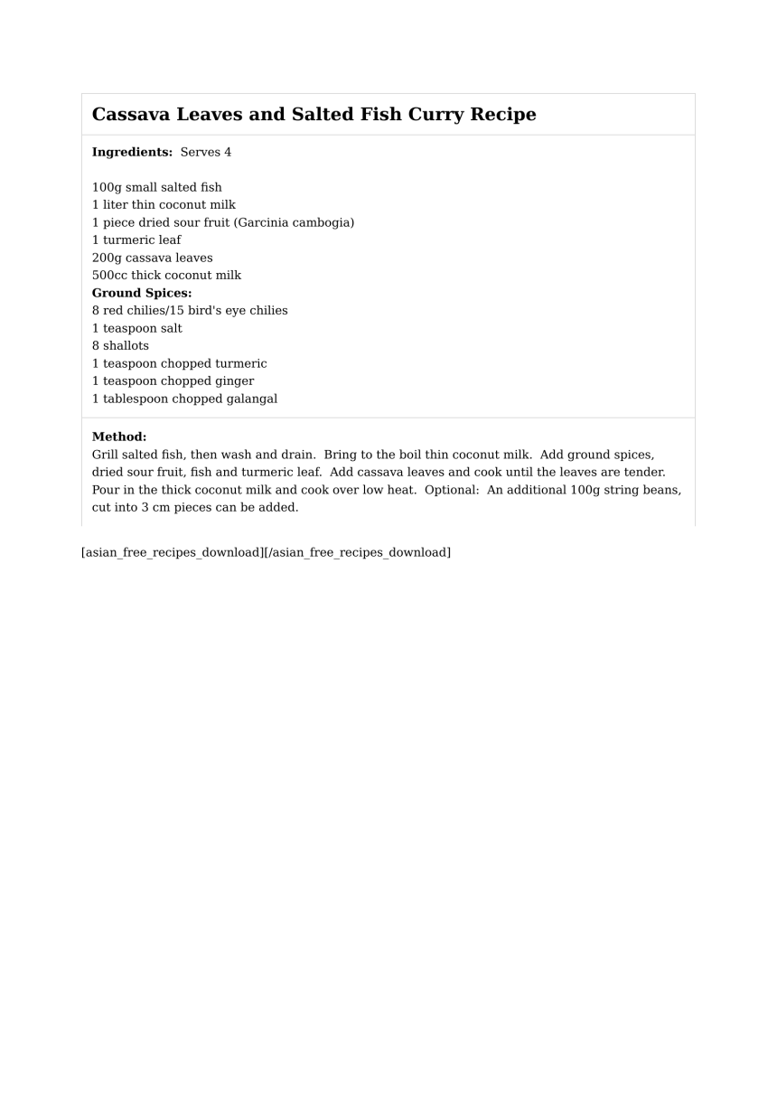 Cassava Leaves and Salted Fish Curry Recipe