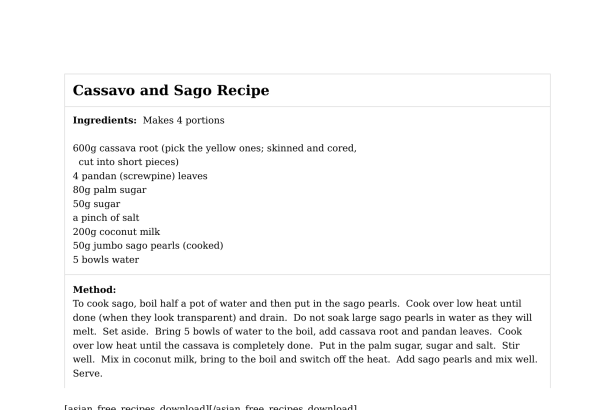 Cassavo and Sago Recipe