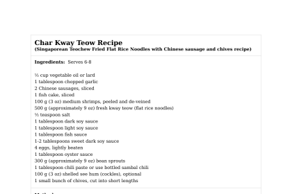 Char Kway Teow Recipe