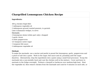 Chargrilled Lemongrass Chicken Recipe