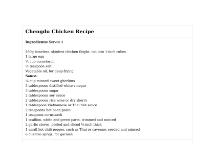 Chengdu Chicken Recipe