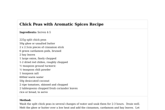 Chick Peas with Aromatic Spices Recipe