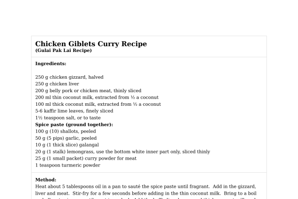 Chicken Giblets Curry Recipe