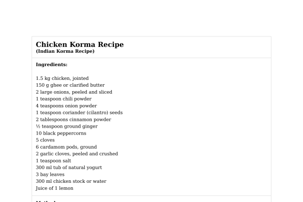 Chicken Korma Recipe