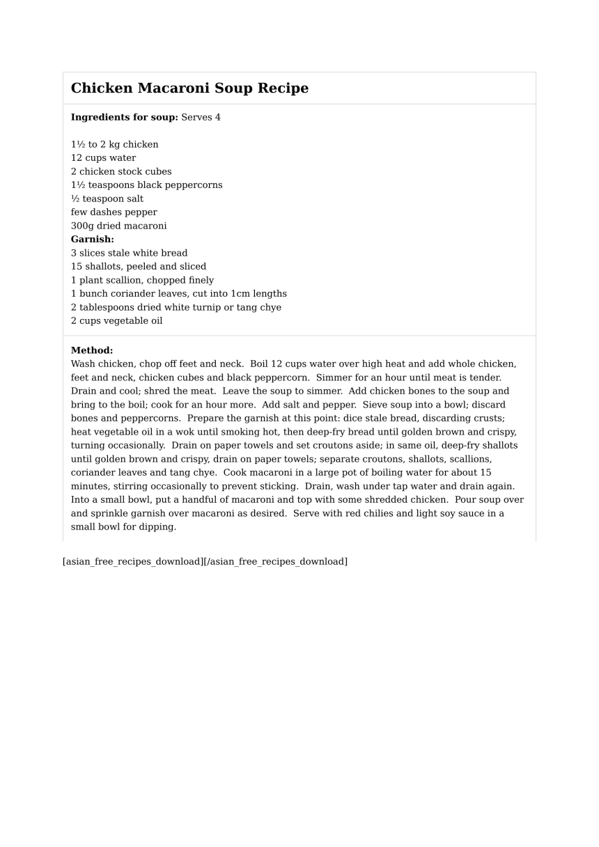 Chicken Macaroni Soup Recipe