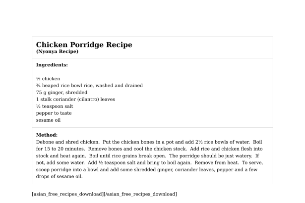 Chicken Porridge Recipe