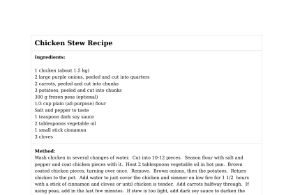 Chicken Stew Recipe