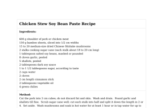 Chicken Stew Soy Bean Paste Recipe