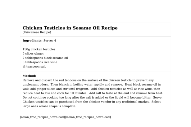 Chicken Testicles in Sesame Oil Recipe