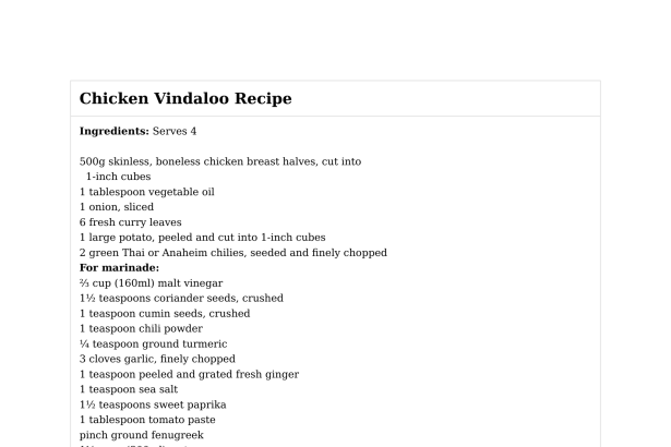 Chicken Vindaloo Recipe