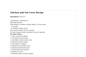 Chicken and Nut Curry Recipe