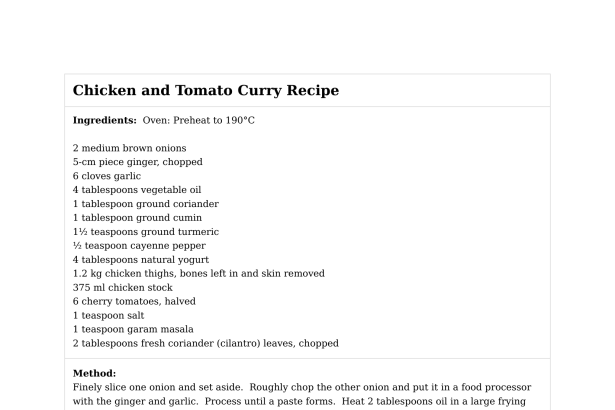 Chicken and Tomato Curry Recipe