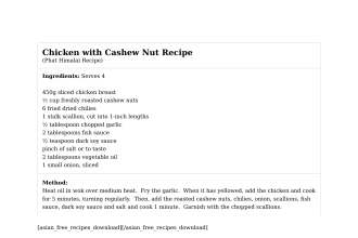 Chicken with Cashew Nut Recipe