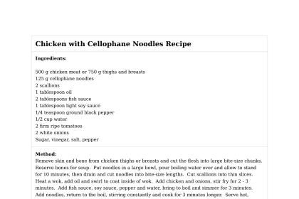 Chicken with Cellophane Noodles Recipe