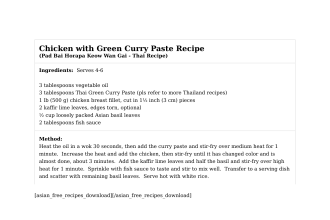Chicken with Green Curry Paste Recipe