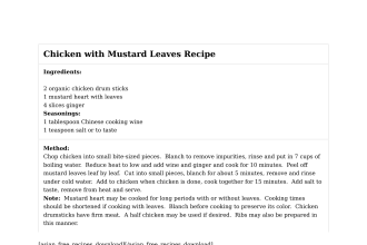 Chicken with Mustard Leaves Recipe