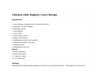 Chicken with Yoghurt Curry Recipe