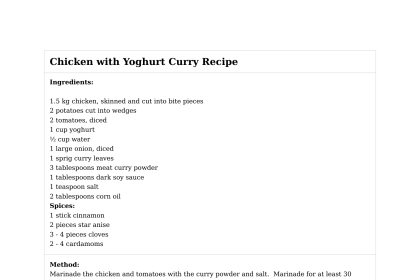 Chicken with Yoghurt Curry Recipe