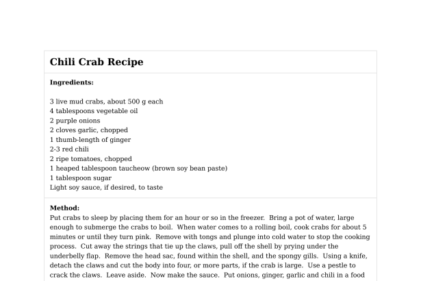 Chili Crab Recipe