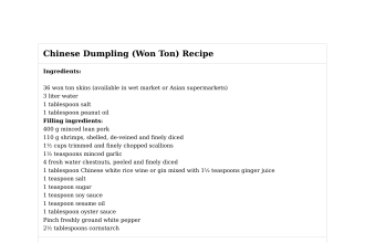 Chinese Dumpling (Won Ton) Recipe