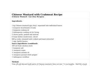 Chinese Mustard with Crabmeat Recipe