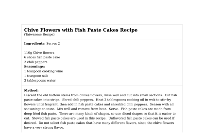 Chive Flowers with Fish Paste Cakes Recipe