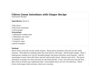 Chives Goose Intestines with Ginger Recipe